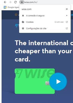Conexão segura do Cartão Pré-Pago Internacional